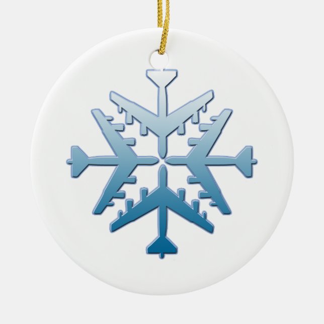 B-52 Aircraft Snowflake Ceramic Tree Decoration (Front)