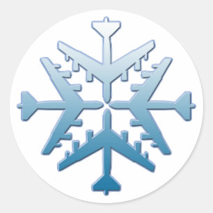 B-52 Aircraft Snowflake Classic Round Sticker
