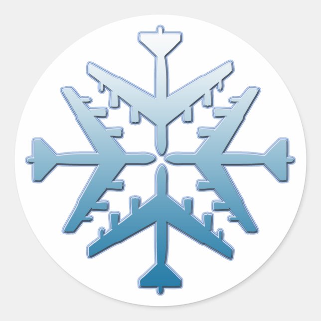 B-52 Aircraft Snowflake Classic Round Sticker (Front)