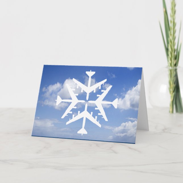 B-52 Aircraft Snowflake Holiday Card (Front)