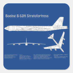 B-52 Stratofortress - Aeroplane Blueprint Plans AB Square Sticker