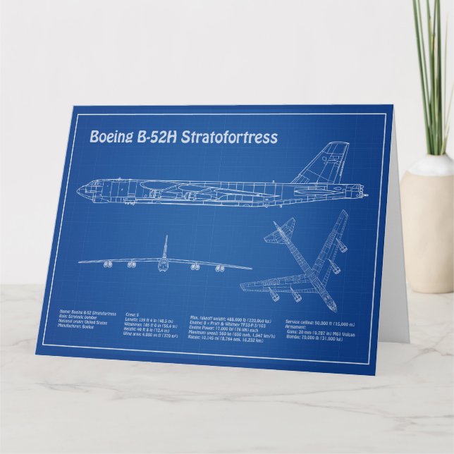 B-52 Stratofortress - Aeroplane Blueprint Plans AD Thank You Card (Front)