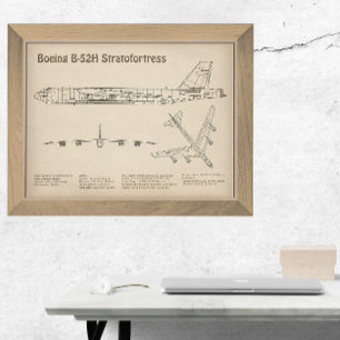B-52 Stratofortress - Airplane Blueprint Plans SD Photo Print