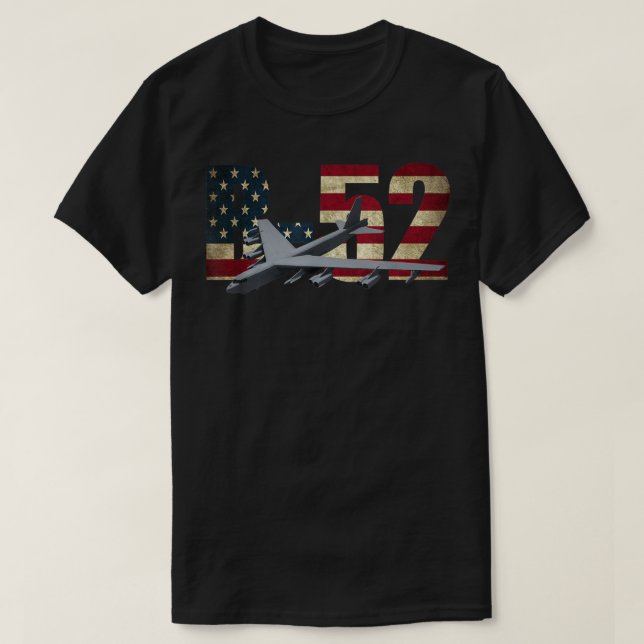 B-52 Stratofortress Bomber US American Flag T-Shirt (Design Front)