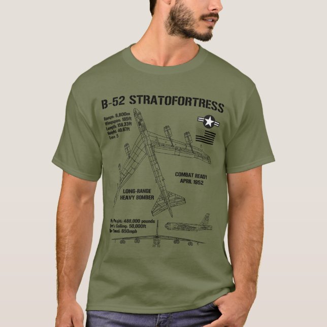 B-52 Stratofortress Specs Military Aircraft B52 T-Shirt (Front)