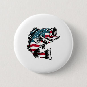 B American Usa Flag Fishing 6 Cm Round Badge