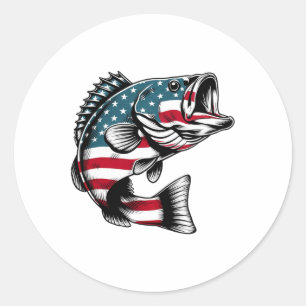 B American Usa Flag Fishing  Classic Round Sticker