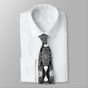 B And W Runway Fashion Inspired Pattern Neck Tie