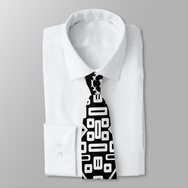 B And W Runway Fashion Inspired Pattern Neck  Tie (Tied)