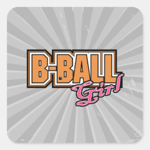 b-ball girl basketball design square sticker