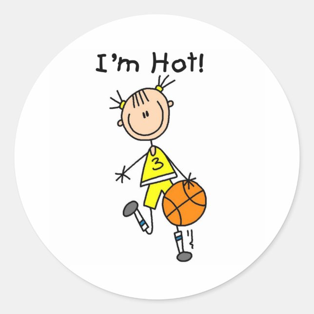 B-Ball I'm Hot Classic Round Sticker (Front)