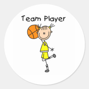 B-Ball Team Player Classic Round Sticker