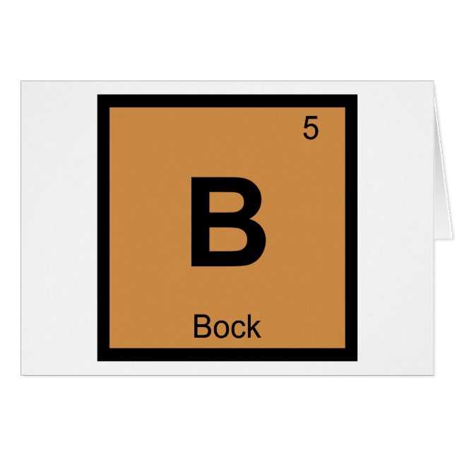 B - Bock Beer Chemistry Periodic Table Symbol (Front Horizontal)