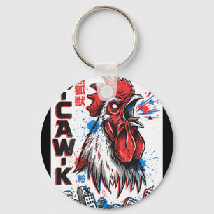 B-caw-k Funny Giant Chicken Japanese Monster Poste Key Ring