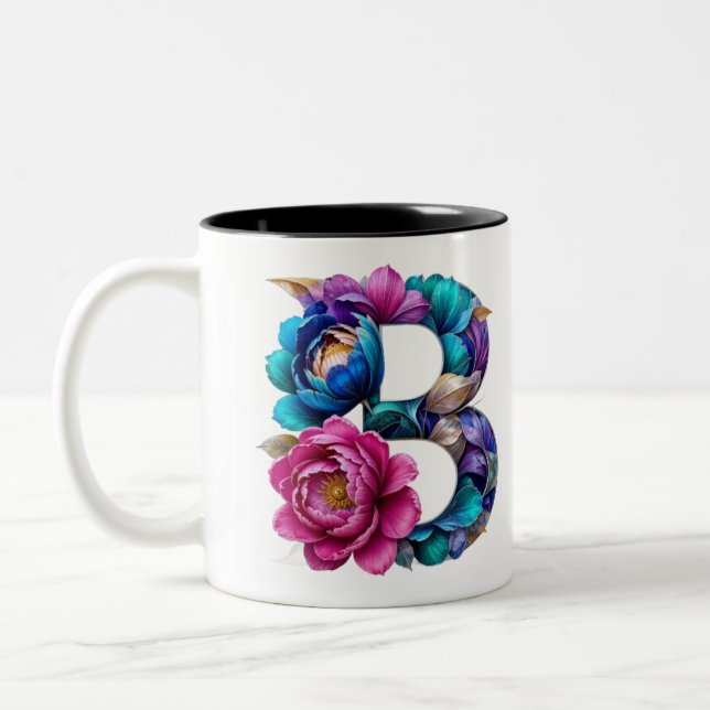 B Coffee Mug – Floral Design for Gifting (Left)