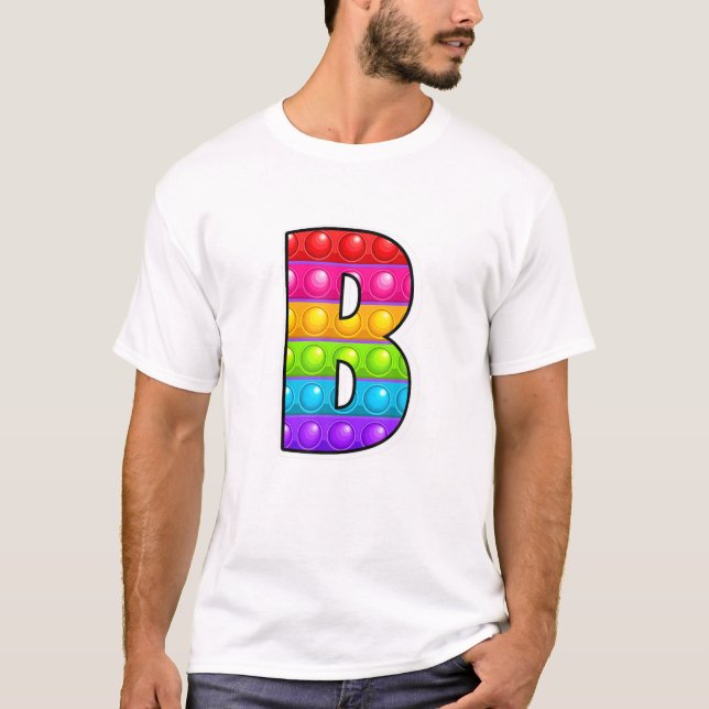 B Cutest Capital Letter B Alphabet Funny Poppin Ki T-Shirt (Front)