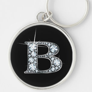 "B" Diamond Bling Keychain