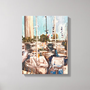 B Dock, Put in Bay Painting by Therese Kramer Canvas Print
