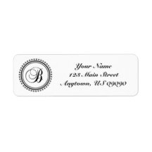 B Dot Circle Mongram Address Label (Black / Grey)