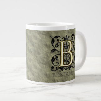 B - Embossed Vintage Monogram Large Coffee Mug