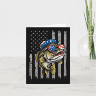 B Fish 4th Of July American Us Flag Patriotic Fish Card