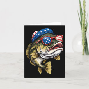 B Fish 4th Of July American Us Flag Patriotic Fish Card