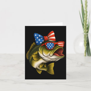 B Fish 4th Of July American Us Flag Patriotic Fish Card