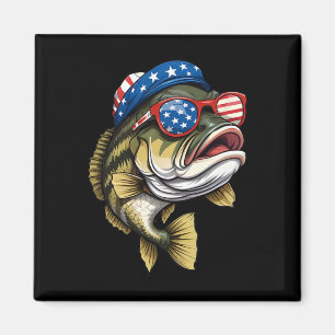 B Fish 4th Of July American Us Flag Patriotic Fish Magnet