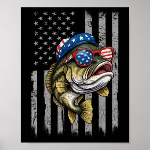 B Fish 4th Of July American Us Flag Patriotic Fish Poster