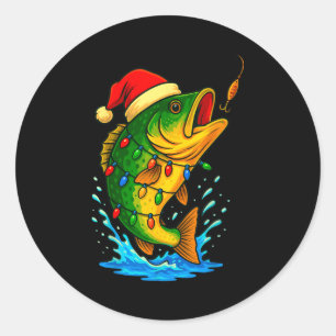 B Fish Christmas Fishing  Classic Round Sticker