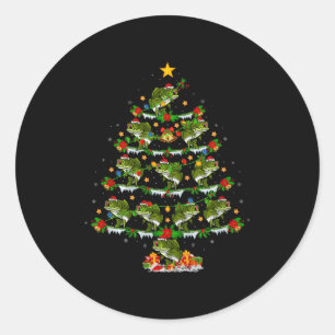 B Fish Christmas Tree Lights Funny B Fishing Xmas  Classic Round Sticker