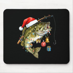 B Fish Festive Lights Christmas Funny Fishing Long Mouse Pad