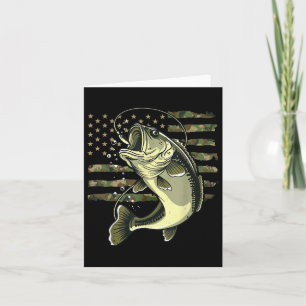 B Fish Fishing Usa American Flag Camouflage Fisher Card
