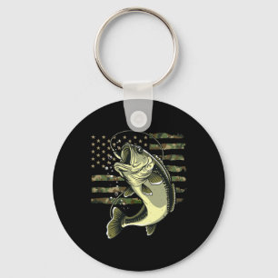 B Fish Fishing Usa American Flag Camouflage Fisher Key Ring
