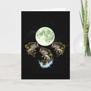 B Fish Howling To The Moon Vintage Angler Fisherma Card