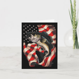 B Fishing American Flag 4th Of July For Fisherman Card