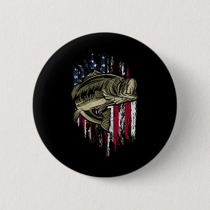B Fishing American Flag 4th Of July Gift For Fishe 6 Cm Round Badge