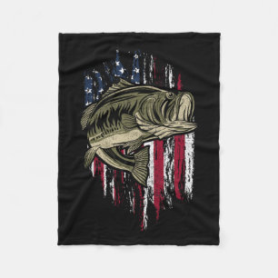 B Fishing American Flag 4th Of July Gift For Fishe Fleece Blanket