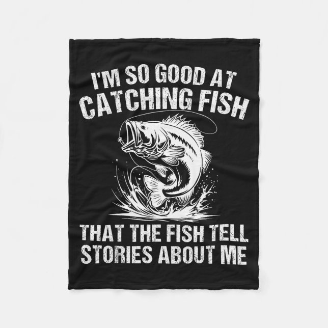 B Fishing Angler Funny Fisherman Catching Fi-shirt Fleece Blanket (Front)