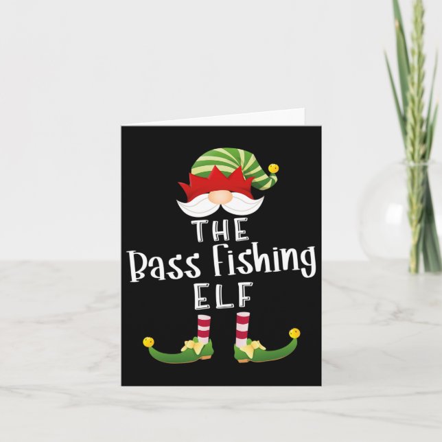 B Fishing Elf Group Christmas Funny Pajama Party  Card (Front)