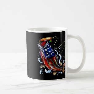 B Fishing Fish American Flag Dad Father Fourth Of  Coffee Mug