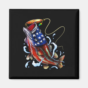 B Fishing Fish American Flag Dad Father Fourth Of Magnet