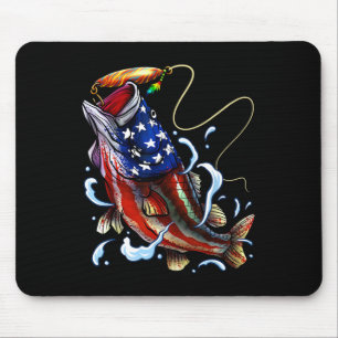 B Fishing Fish American Flag Dad Father Fourth Of Mouse Pad
