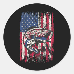 B Fishing Shirt American Usa Flag Fisherman Tee Me Classic Round Sticker