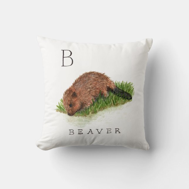 B for Beaver Pillow (Front)