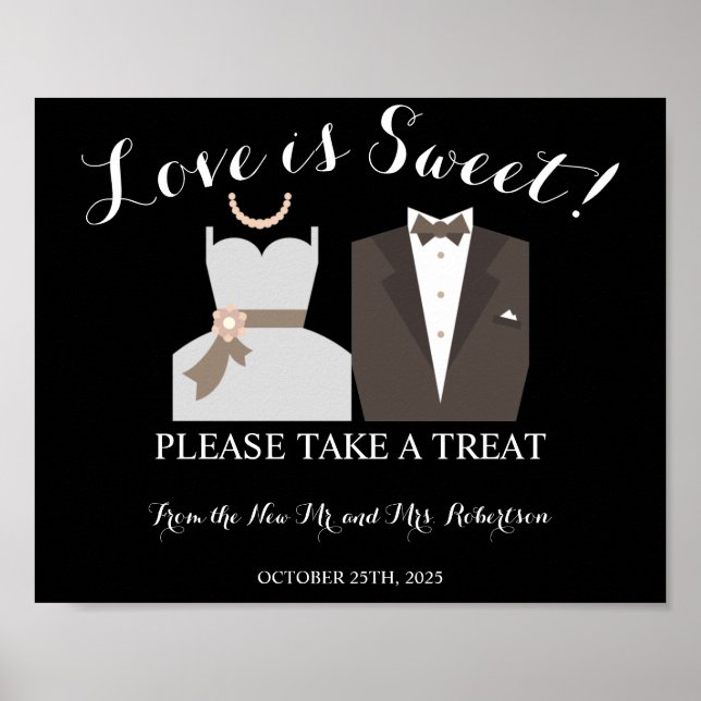 B & G Love is Sweet Bridal Shower Wedding Poster (Front)