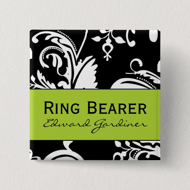 B&G Square Ring Bearer Button (Front)