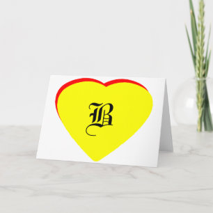 "B" Heart Yellow Red Wedding Invitation The MUSEUM