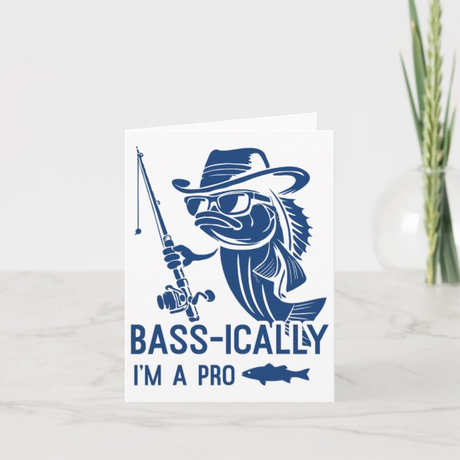 B-ically I Am A Pro Fishing Funny Fisherman Fish  Card (Front)