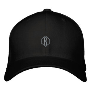 B Initial Black-Hat Flexfit Wool Large XL Size Fit Embroidered Hat